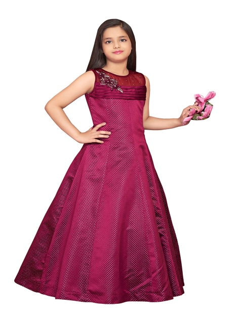 

BETTY Burgundy Georgette Ethnic Maxi Dress