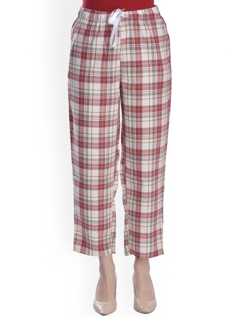 

Style SHOES Women Red & White Checked Lounge Pants