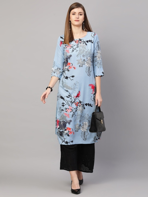 

KALINI Blue Floral Printed Kurti