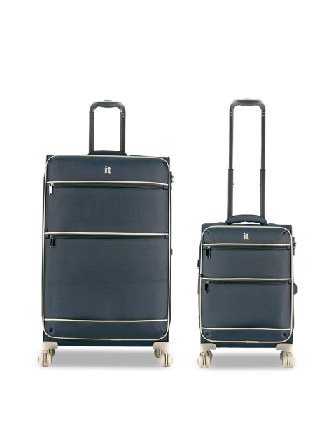 

IT luggage Charcoal Grey Set Of 2 Solid Hard-Sided Trolley Suitcases