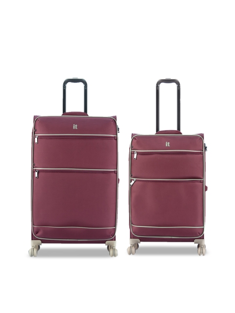 

IT luggage Set Of 2 Solid Hard-Sided Trolley Suitcases, Maroon