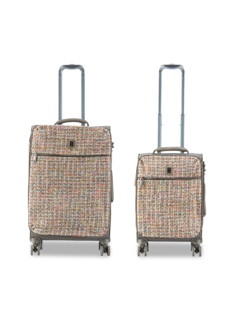 

IT luggage Set of 2 Khaki Textured Soft-Sided Trolley Bags, Green