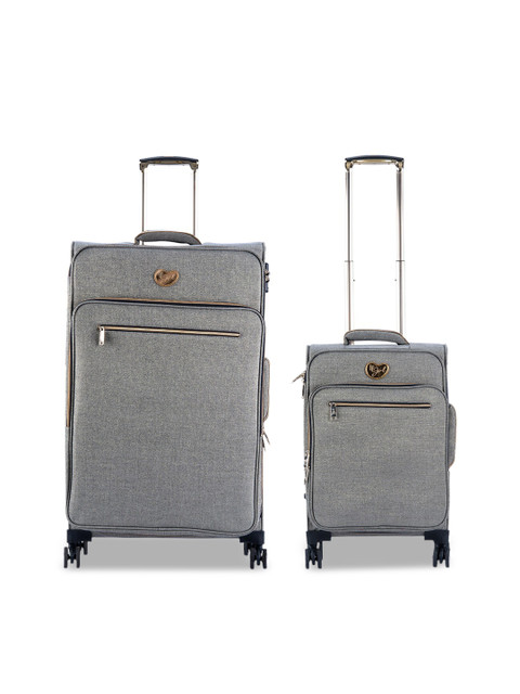

IT luggage Set Of 2 Grey Solid Soft-Sided Trolley Suitcases