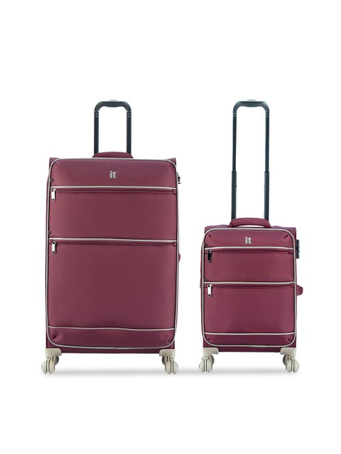 

IT luggage Set of 2 Maroon Solid Soft-Sided Trolley Suitcase