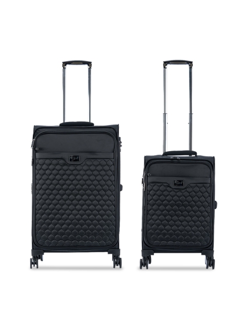 

IT luggage Set of 2 Black Textured Medium Soft-Sided Trolley Suitcase