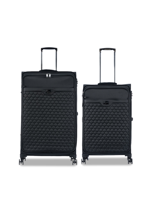 

IT luggage Set of 2 Black Solid Hard-Sided 360-Degree Rotation Cabin Trolley