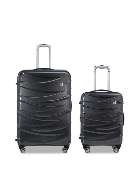 

IT luggage Set Of 2 Solid Hard-Sided Trolley Suitcases, Black