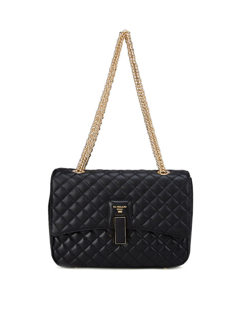 

Da Milano Black Textured Leather Structured Shoulder Bag