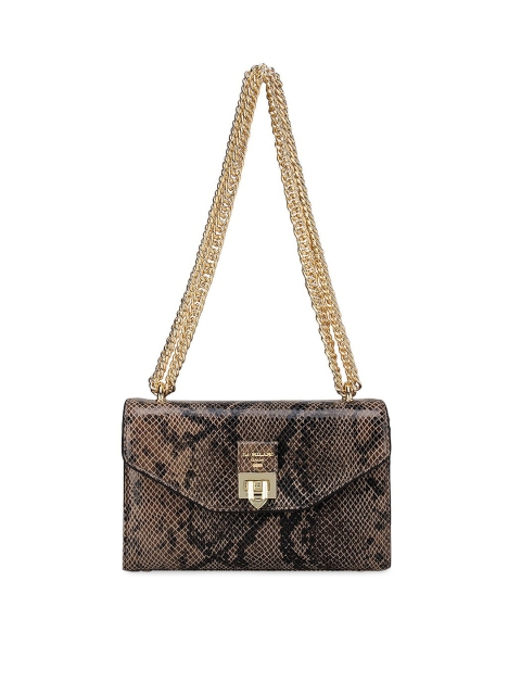 

Da Milano Brown Textured Leather Structured Handheld Bag