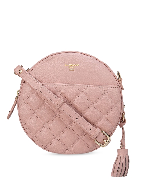 

Da Milano Pink Textured Leather Structured Sling Bag