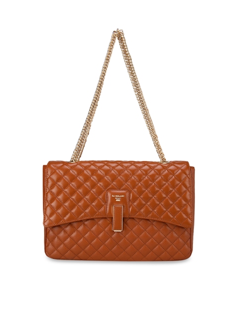 

Da Milano Orange Textured Leather Structured Shoulder Bag