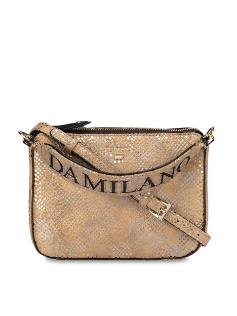 

Da Milano Beige Textured Leather Structured Sling Bag