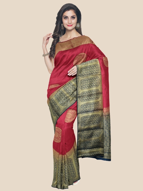 

Kalamandir Maroon & Navy Blue Woven Design Silk Blend Banarasi Saree