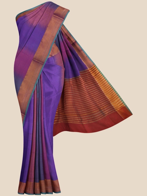 

Kalamandir Purple & Magenta Colourblocked Pure Silk Ikat Saree