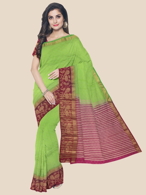 

Kalamandir Green & Maroon Woven Design Zari Saree