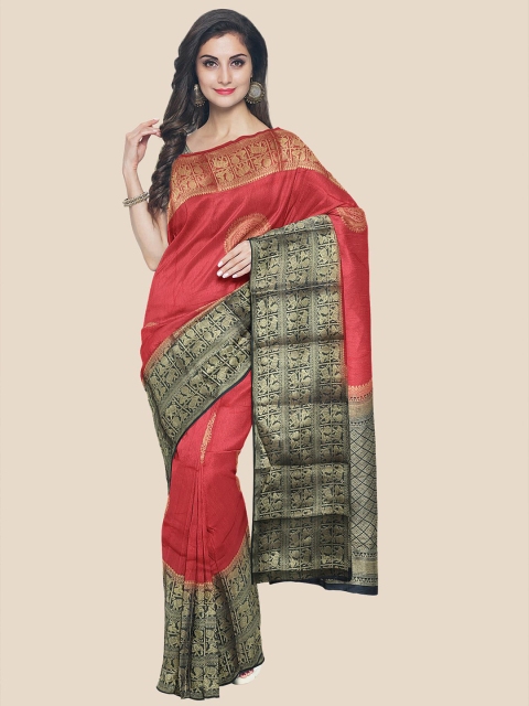 

Kalamandir Red & Black Woven Design Silk Blend Banarasi Saree