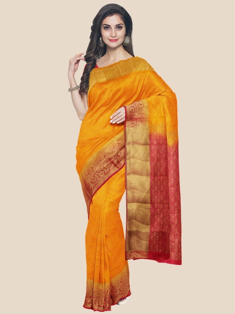 

Kalamandir Mustard & Red Ethnic Motifs Pashmina Banarasi Saree