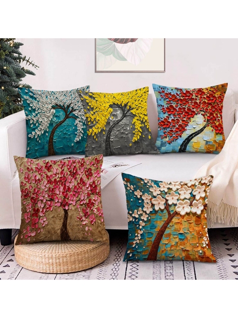 

AEROHAVEN Multicoloured Set of 5 Quirky Velvet Square Cushion Covers, Multi