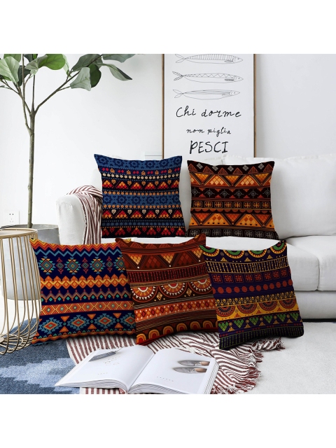 

AEROHAVEN Multicoloured Set of 5 12" X 12" Quirky Square Cushion Covers, Multi