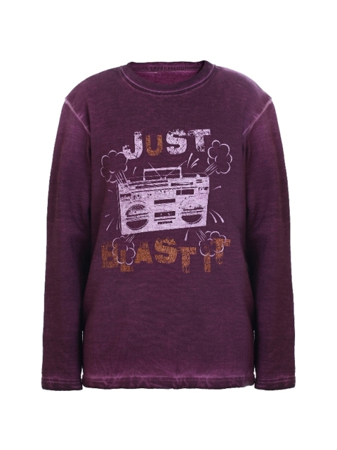 

UNDER FOURTEEN ONLY Boys Purple Typography Printed T-shirt