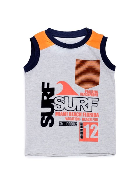 

UNDER FOURTEEN ONLY Boys Grey & Pink Printed Pockets Cotton T-shirt