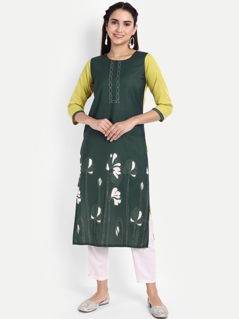 

KALINI Women Green & White Printed Crepe Kurta