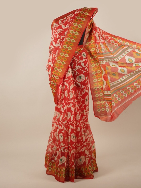 

Pothys Red, Yellow & White Ethnic Motifs Printed Saree