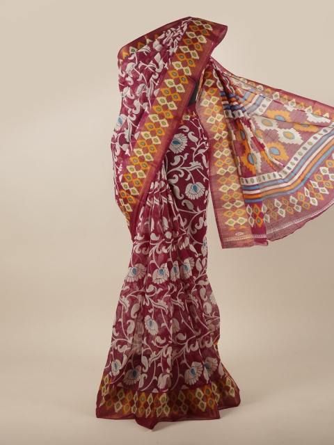 

Pothys Purple & White Floral Printed Cotton Blend Saree