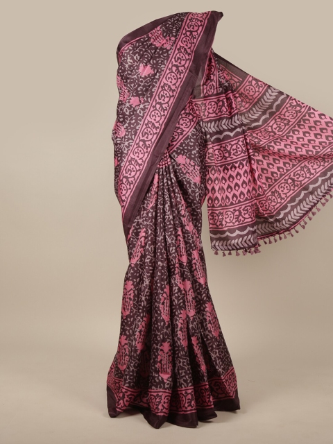 

Pothys Purple & Brown Ethnic Motifs Saree