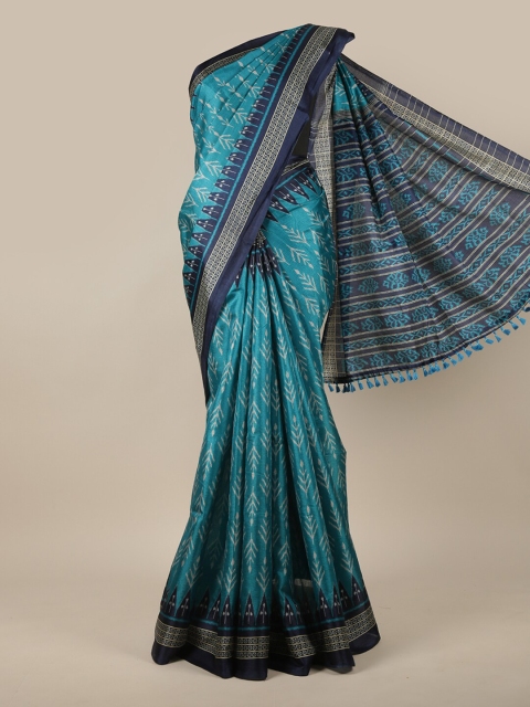

Pothys Blue Geometric Printed Cotton Blend Saree