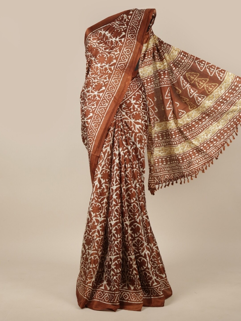 

Pothys Brown & White Printed Saree