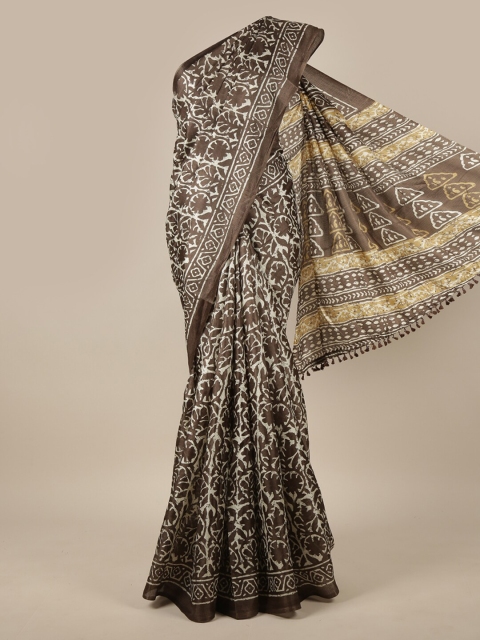 

Pothys Brown & Off White Floral Printed Saree
