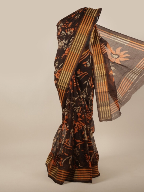 

Pothys Brown & Gold-Toned Floral Saree