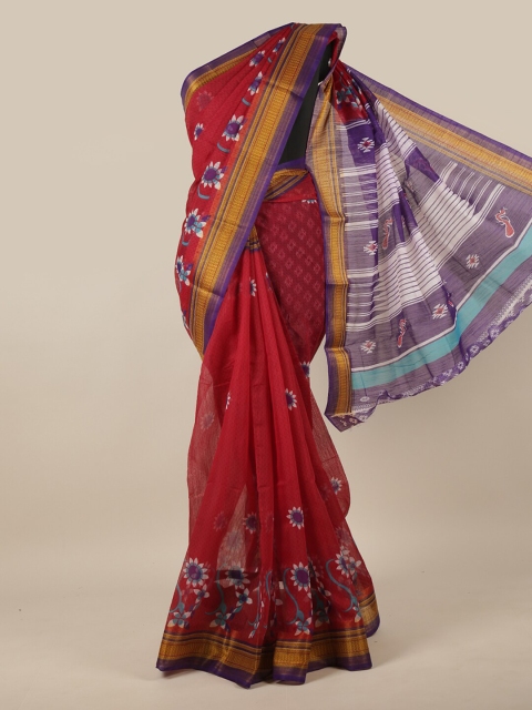 

Pothys Maroon & Purple Floral Zari Saree
