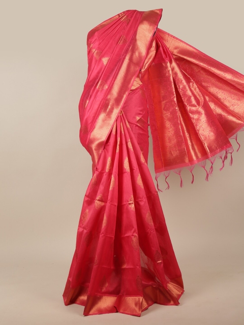 

Pothys Pink & Gold-Toned Woven Design Jute Silk Saree