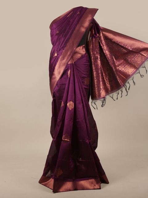 

Pothys Purple & Copper-Toned Ethnic Motifs Zari Jute Silk Saree