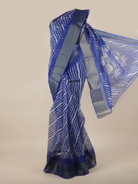

Pothys Blue & White Striped Zari Saree