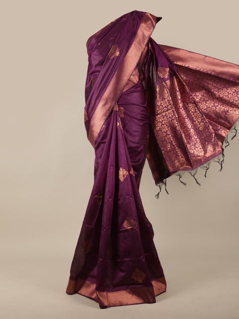 

Pothys Violet & Copper-Toned Ethnic Motifs Zari Jute Silk Saree