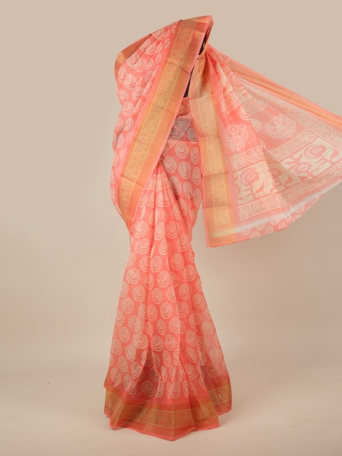 

Pothys Peach & White Printed Saree