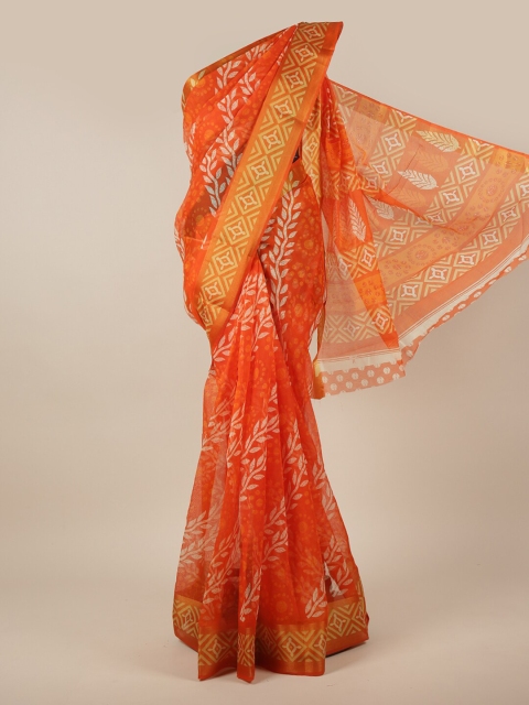 

Pothys Orange & White Floral Printed Saree