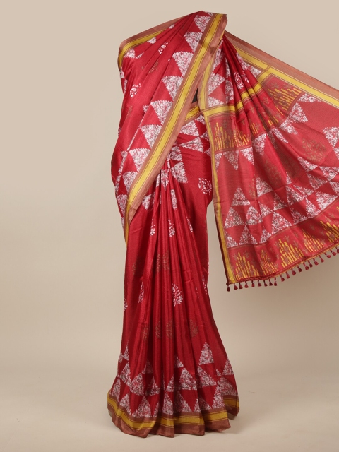 

Pothys Maroon, Yellow & White Ethnic Motifs Printed Saree
