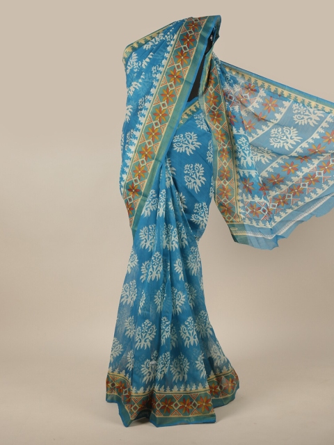 

Pothys Blue & Red Floral Printed Saree