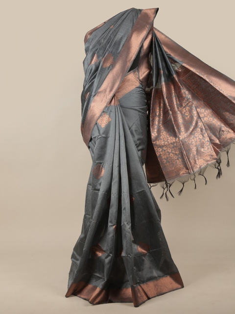 

Pothys Grey & Copper-Toned Ethnic Motifs Zari Jute Silk Saree