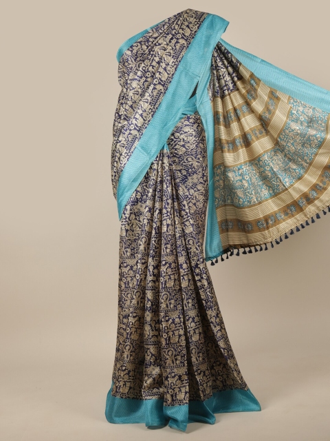 

Pothys Blue & White Ethnic Motifs Printed Cotton Blend Saree
