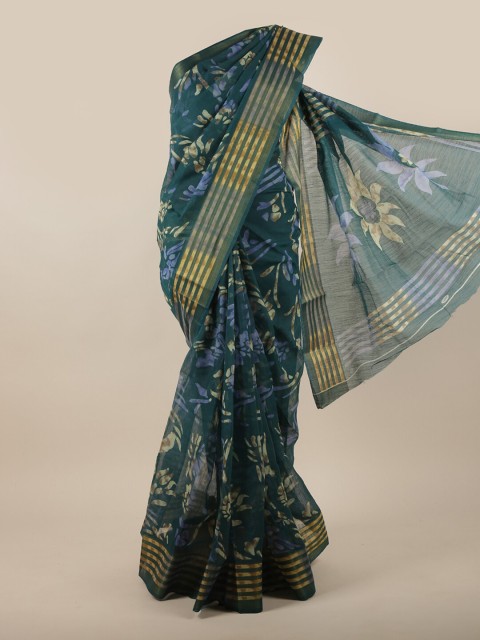 

Pothys Green & Yellow Floral Saree
