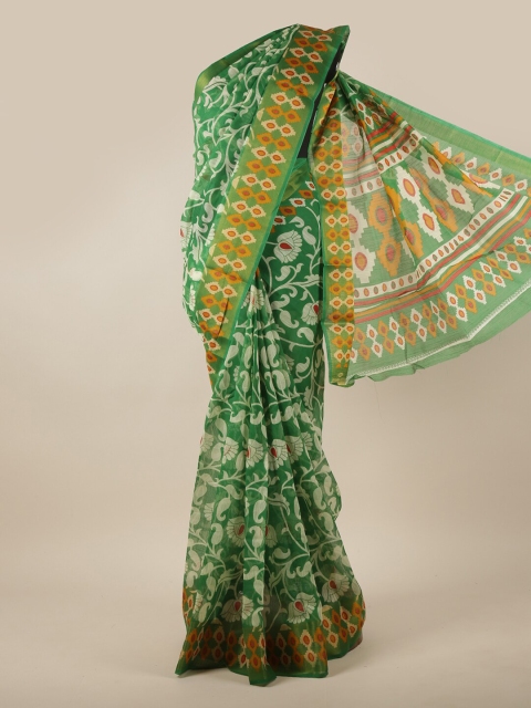 

Pothys Green & Yellow Floral Printed Cotton Blend Saree