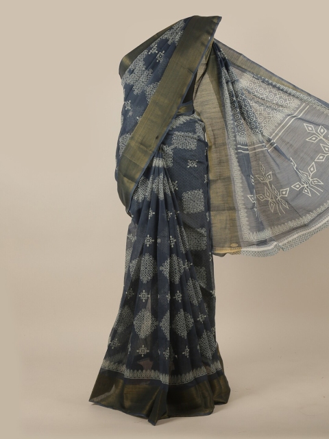 

Pothys Grey & White Ethnic Motifs Printed Cotton Blend Saree