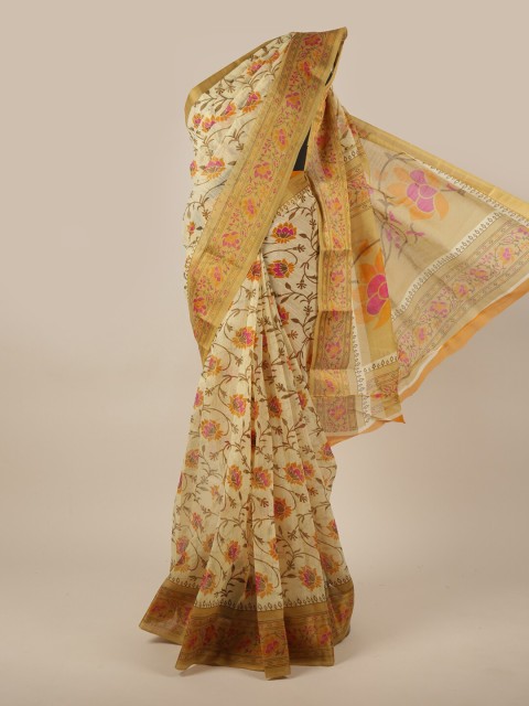 

Pothys Cream & Red Floral Printed Saree