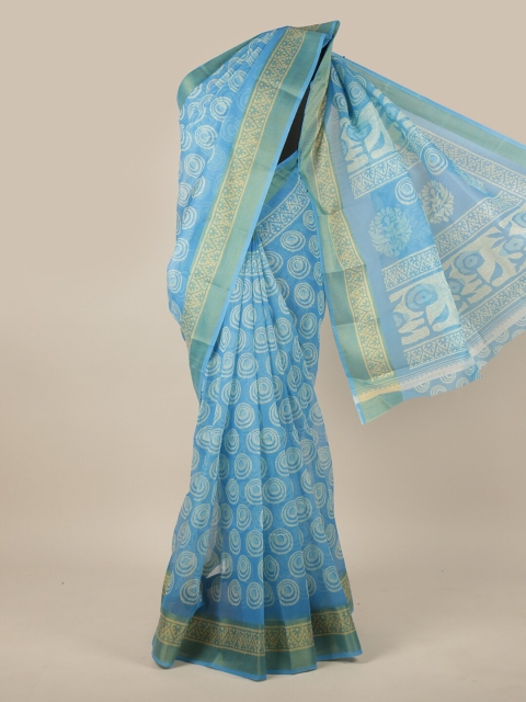 

Pothys Blue & White Geometric Printed Cotton Blend Saree