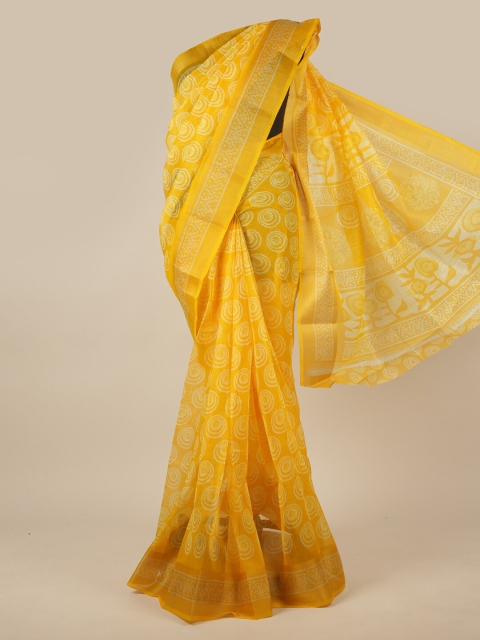 

Pothys Yellow & White Zari Saree